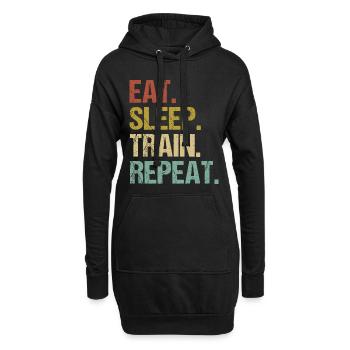 Eat Sleep Train Repeat Retro Design - Hoodie-Kleid - Schwarz - Vorne