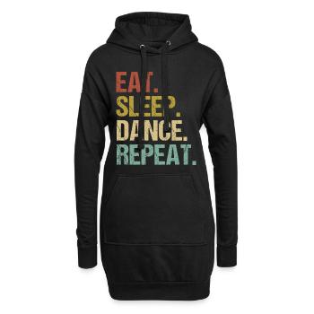 Eat Sleep Dance Repeat Retro Design - Hoodie-Kleid - Schwarz - Vorne