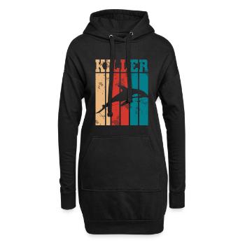 Killer Wal Hai Meerestier Tier Meer Retro Vintage - Hoodie-Kleid - Schwarz - Vorne