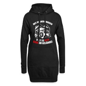 Mit meinem Wagen gibt es kein Ende im Gelände! - Hoodie-Kleid - Schwarz - Vorne