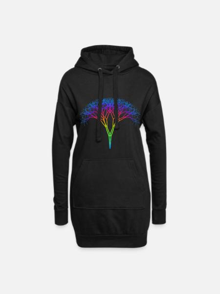 Tree with rainbow spectrum - Hoodie Dress - black