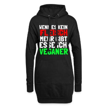 Wenn es kein Fleisch mehr gibt esse ich Veganer - Hoodie-Kleid - Schwarz - Vorne