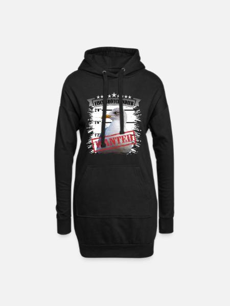 Möwe - Fischbrötchen Dieb - Hoodie-Kleid - Schwarz