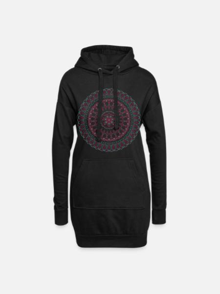 Goldene Zahl Mandala - Hoodie-Kleid - Schwarz