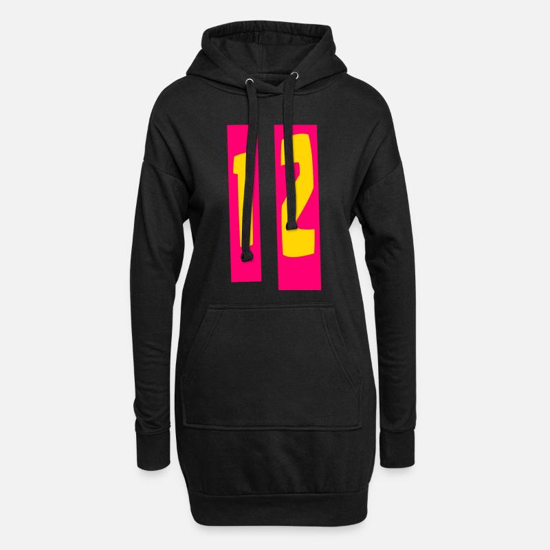 12 Geburtstag - Hoodie-Kleid - Schwarz
