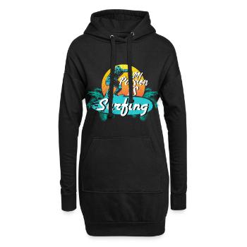 Cadeau de passe-temps de planche de surf - Sweat-shirt à capuche long Femme - noir - Devant