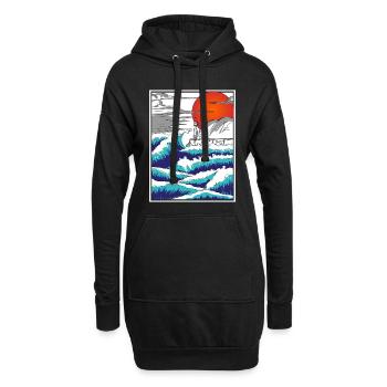 Tsunami asiatique - Sweat-shirt à capuche long Femme - noir - Devant