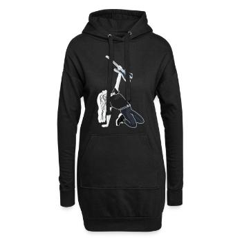 Femme sexy avec guitare rock - Sweat-shirt à capuche long Femme - noir - Devant