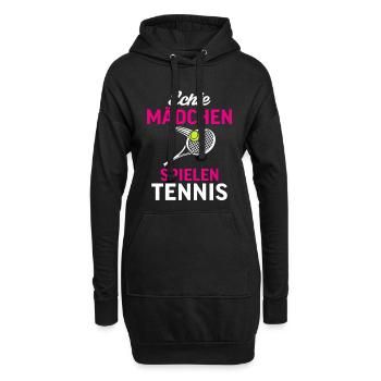 Echte Mädchen spielen Tennis - Hoodie-Kleid - Schwarz - Vorne