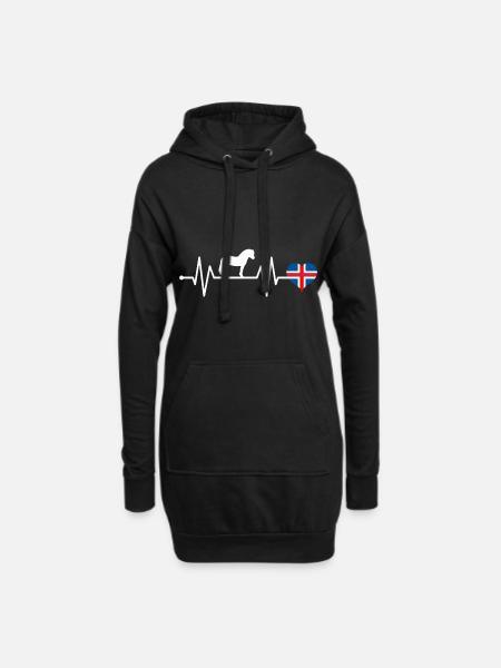 Islandpferd Isländer Pferd Pony Herzschlag - Hoodie-Kleid - Schwarz