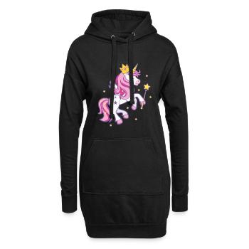 Licorne princesse licorne couronne baguette étoile rose - Sweat-shirt à capuche long Femme - noir - Devant