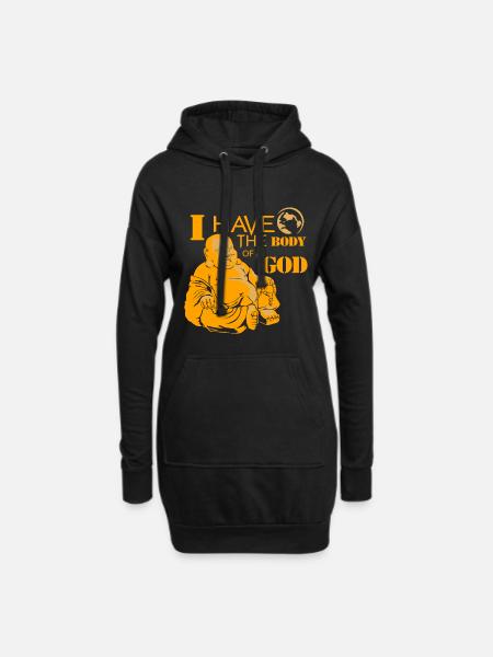 I Have the body of a God Buddha Design - Hoodie-Kleid - Schwarz