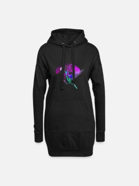 Kolibri - Hoodie-Kleid - Schwarz