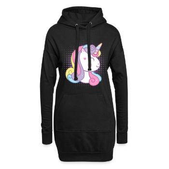 Licorne mignonne - Sweat-shirt à capuche long Femme - noir - Devant