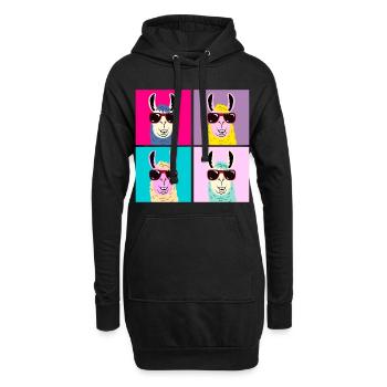 Lama - Sweat-shirt à capuche long Femme - noir - Devant