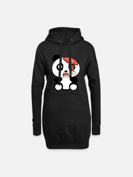 Panda zombie - Hoodie Dress - black