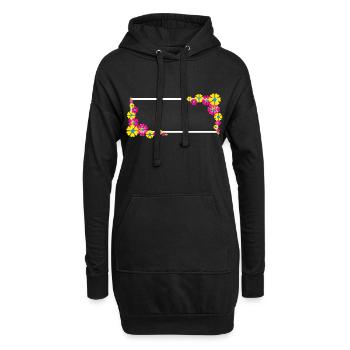 Bunte Blumen weißer Rahmen - Hoodie-Kleid - Schwarz - Vorne