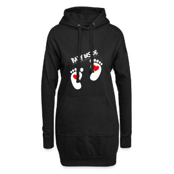 Baby inside füßchen und herzchen - Hoodie-Kleid - Schwarz - Vorne