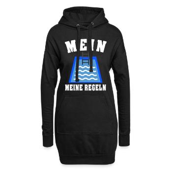 Pool Regeln Spruch Schwimmbecken - Hoodie-Kleid - Schwarz - Vorne