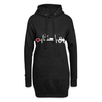 Landwirt Schweine Ferkel Herzschlag für Bauern - Hoodie-Kleid - Schwarz - Vorne
