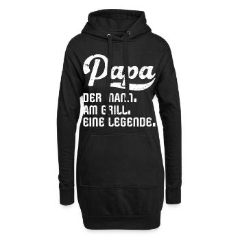 Papa grillen Mann - Hoodie-Kleid - Schwarz - Vorne
