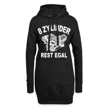 Motor 8 Zylinder Auto US Car Vintage - Hoodie-Kleid - Schwarz - Vorne