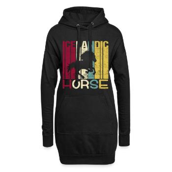 Islandpferd Tölt Isländer Retro Vintage Silhouette - Hoodie-Kleid - Schwarz - Vorne