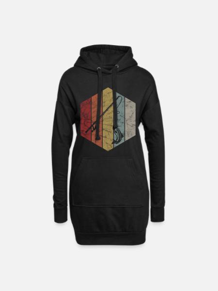 Angeln Fischen Geschenk Angler Fischer Fisch Retro - Hoodie-Kleid - Schwarz
