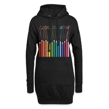 I Love Drawing Pencils - Hoodie-Kleid - Schwarz - Vorne