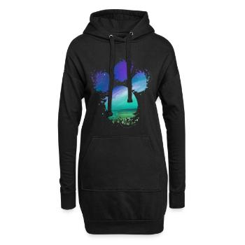 Polarlichter Hundepfote Farbfleck Splash - Hoodie-Kleid - Schwarz - Vorne