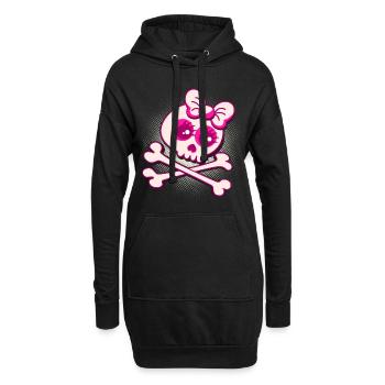 Cooles Totenkopf T-Shirt mit gekreuzten Knochen - Hoodie-Kleid - Schwarz - Vorne
