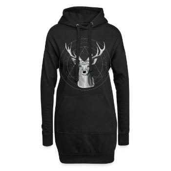 Himmlische Hirsche - Hoodie-Kleid - Schwarz - Vorne