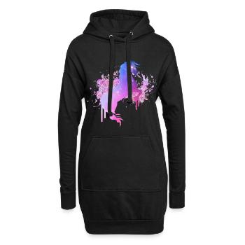 Rosa Pferd Farbfleck - Hoodie-Kleid - Schwarz - Vorne