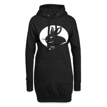 Kaninchen - Hoodie-Kleid - Schwarz - Vorne