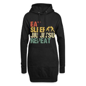 Jiu Jitsu Kampfsport Eat Sleep Repeat Retro Spruch - Hoodie-Kleid - Schwarz - Vorne