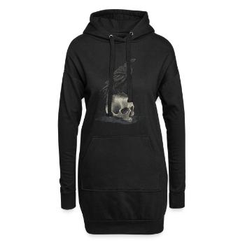 crow skull - Hoodie-Kleid - Schwarz - Vorne