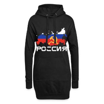 Russie patriotique - Sweat-shirt à capuche long Femme - noir - Devant