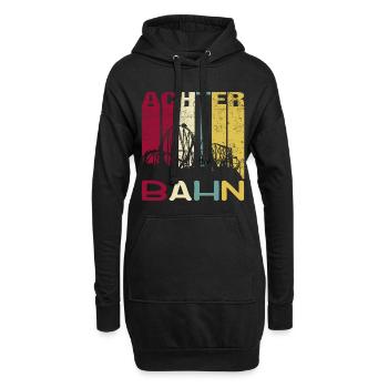 Achterbahn Freizeitpark Retro Vintage Silhouette - Hoodie-Kleid - Schwarz - Vorne