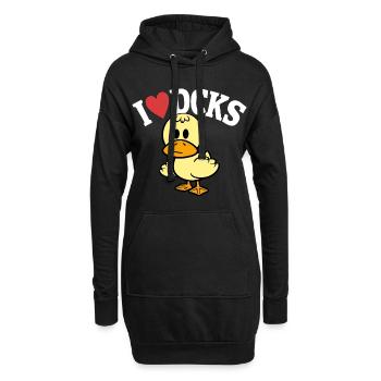 J'aime les canards j'aime les canards - Sweat-shirt à capuche long Femme - noir - Devant