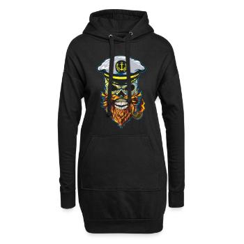 Tatouage cool de crâne de capitaine squelette - Sweat-shirt à capuche long Femme - noir - Devant