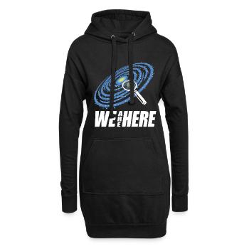 Nous sommes ici | Cadeau de télescope d'astronomie - Sweat-shirt à capuche long Femme - noir - Devant