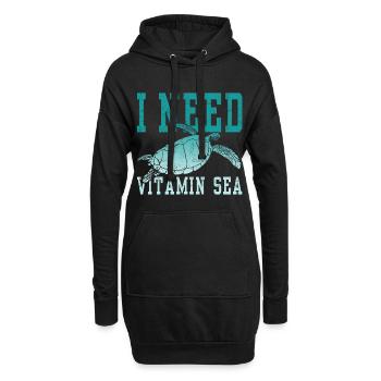 I need Vitamin Sea Turtle - Hoodie-Kleid - Schwarz - Vorne