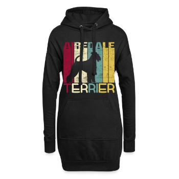 Airedale Terrier Chien Chien Rétro Vintage - Sweat-shirt à capuche long Femme - noir - Devant