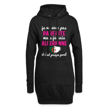 Je ne suis pas parfaite mais je suis Algerienne - Sweat-shirt à capuche long Femme - noir - Devant
