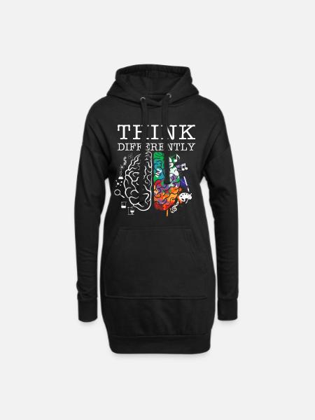 Think Differently Art Nerds Smart Geek - Hoodie-Kleid - Schwarz