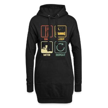 VTT VTT EAT Sleep Proverbe Retro Drôle - Sweat-shirt à capuche long Femme - noir - Devant