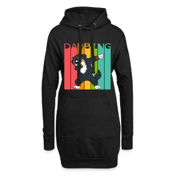 Bernese Berner Sennenhund Dabbing Tanzender Retro - Hoodie-Kleid - Schwarz - Vorne