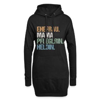 Pflegerin Pflege Mama Ehefrau Heldin Spruch Retro - Hoodie-Kleid - Schwarz - Vorne