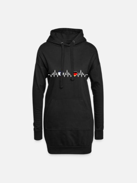Israel Deutschland Flagge Herz Herzschlag - Hoodie-Kleid - Schwarz