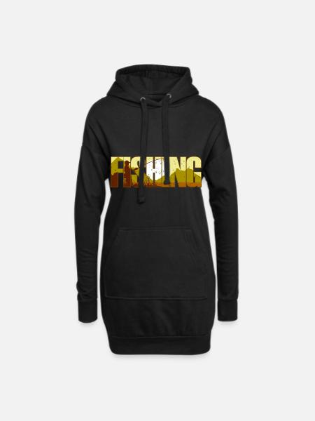 Angeln Köder - Hoodie-Kleid - Schwarz